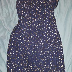 Michael Kors Foil Hi-low dress Gold chain (SZ SM )