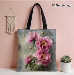 Floral Print Canvas Tote Bag