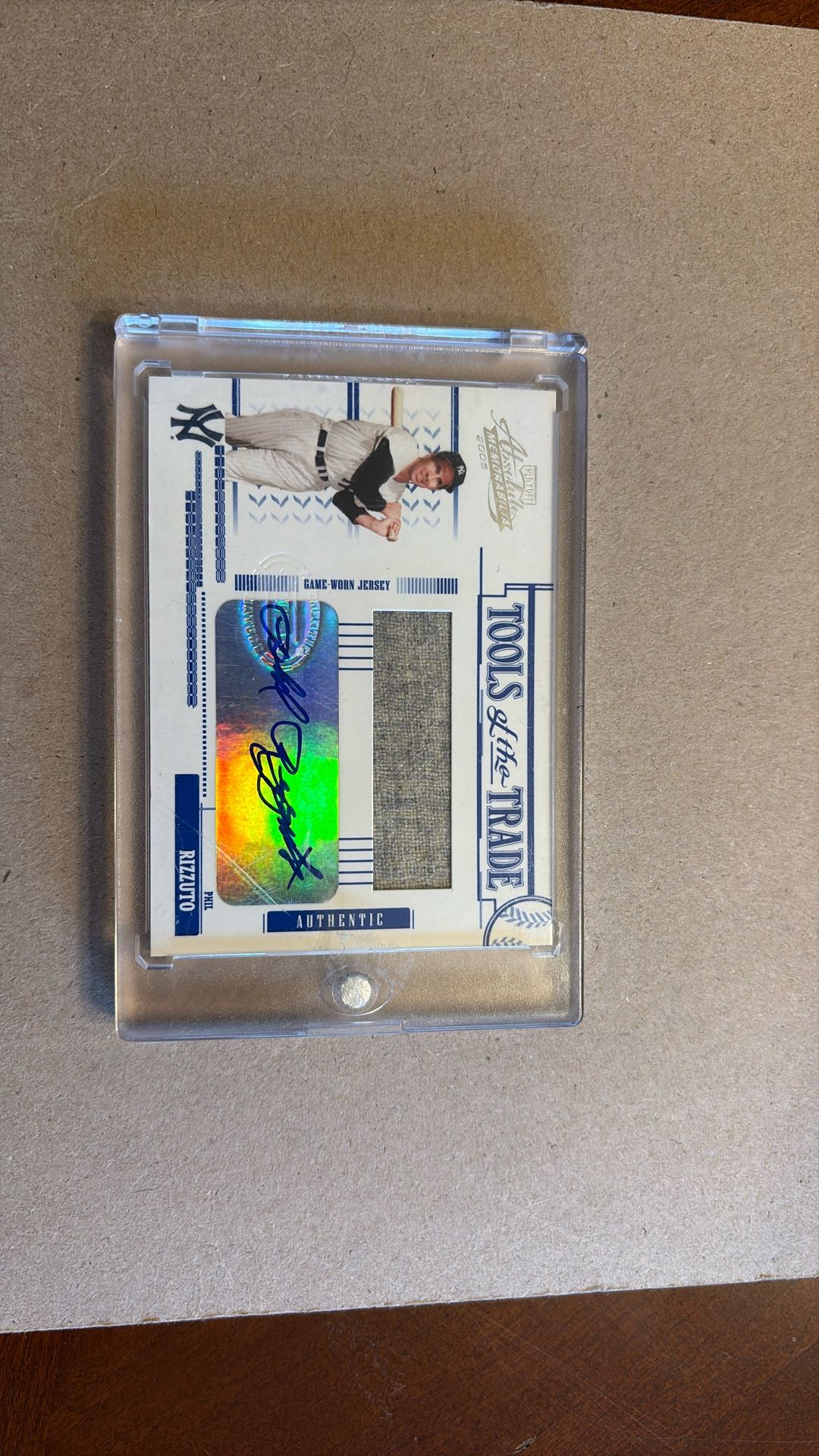 Phil Rizzuto - Autographed Baseball Card With Game Worn Jersey Memorabilia
