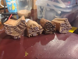 Hand Carved Wooden Stamps Textile Stamps Intricate Hand Carved Chicken And Flowers 