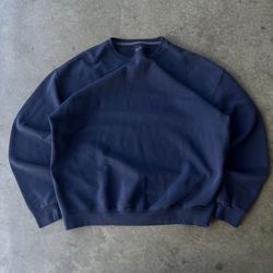 vintage baggy y2k skater navy blank essential sweatshirt