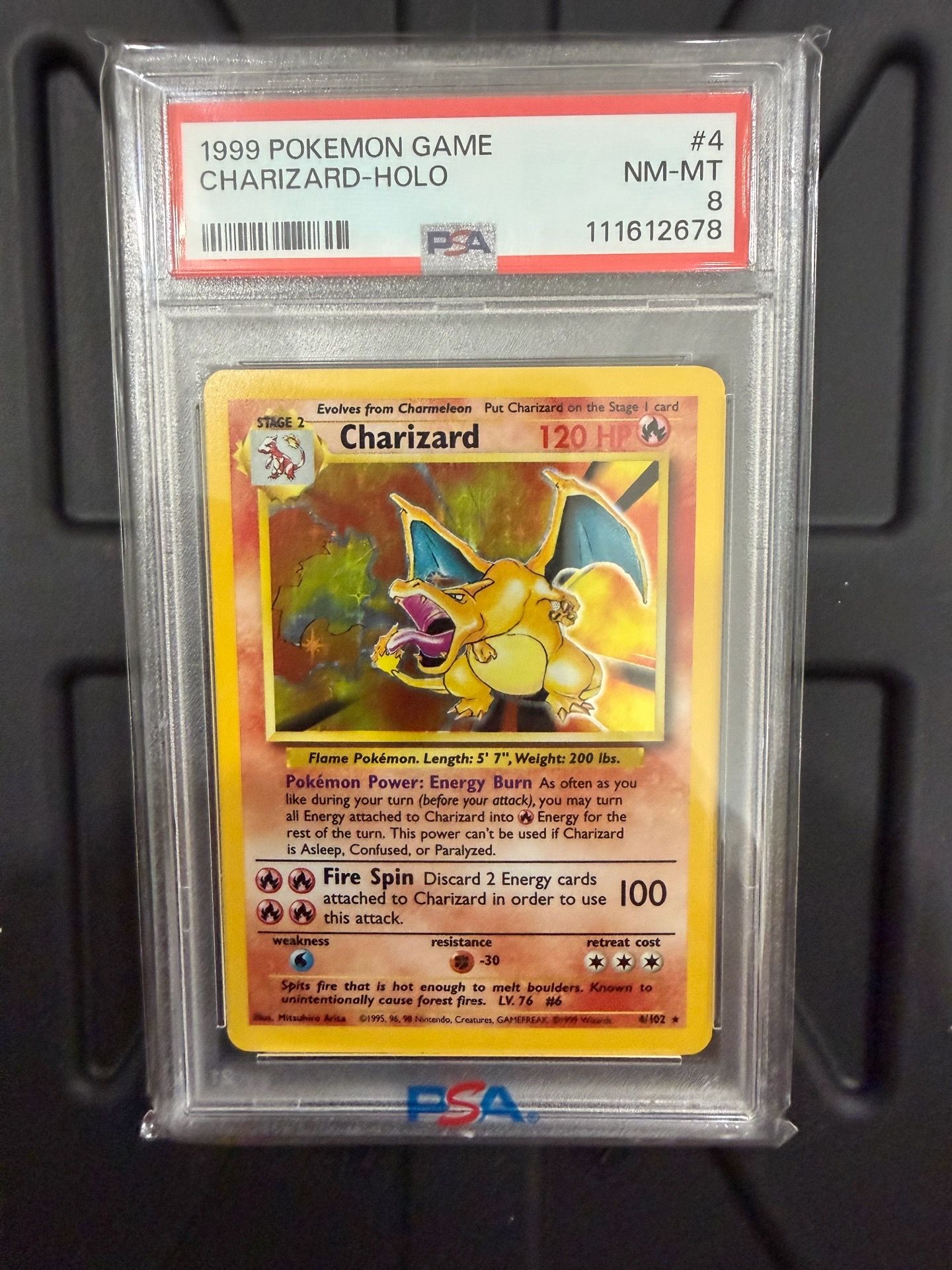 1999 Pokemon Game Base Set #4 Charizard-Holo PSA 8