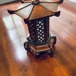 Wooden Pagoda Style Table Lamp