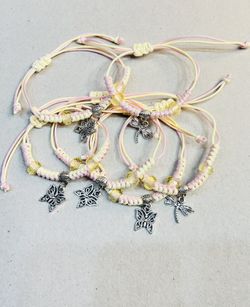 6 New Braided Charm Bracelets Great For Gift Or Favors