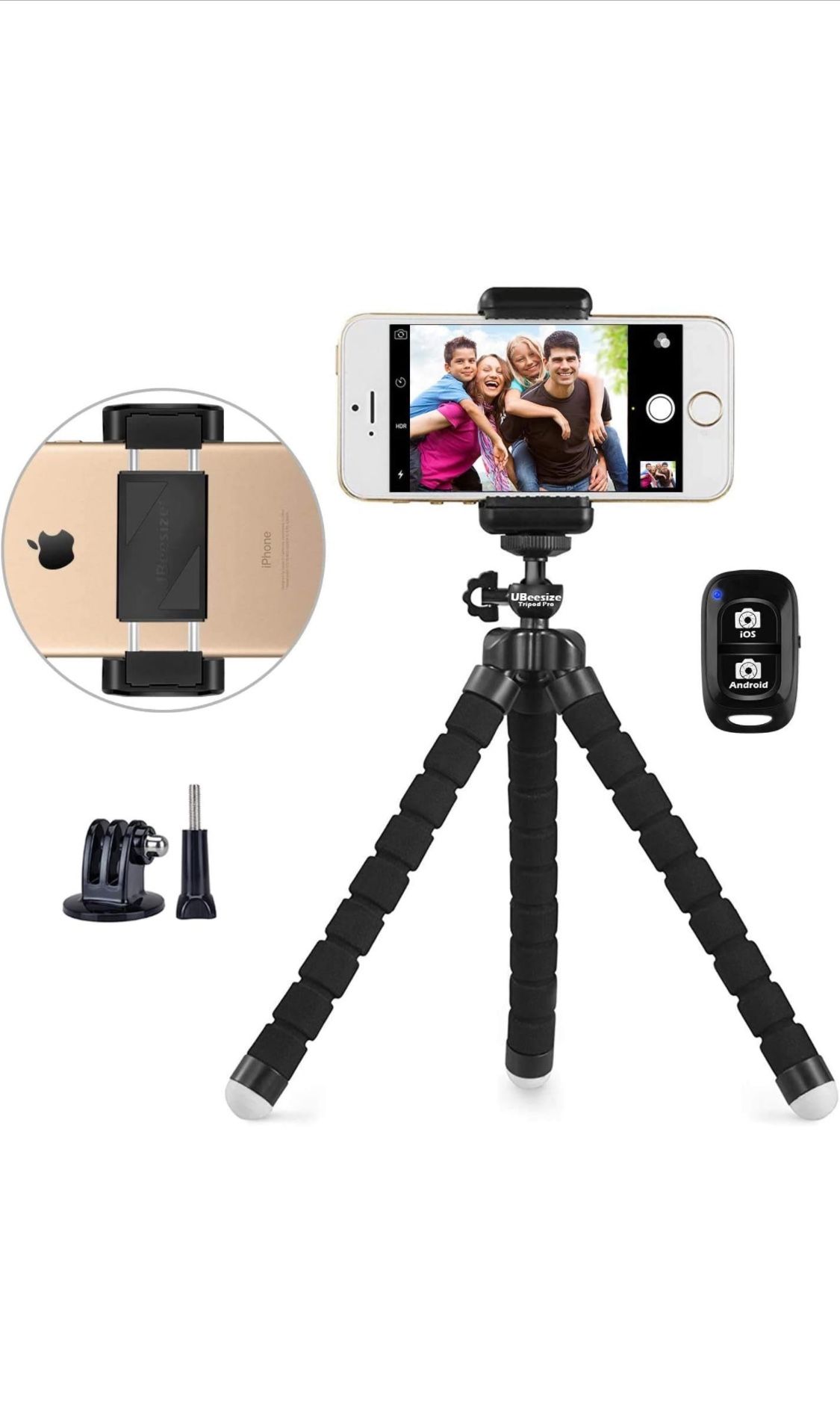 Flexible Mini Phone Tripod | Portable and Adjustable Camera Stand Holder | with Wireless Remote and