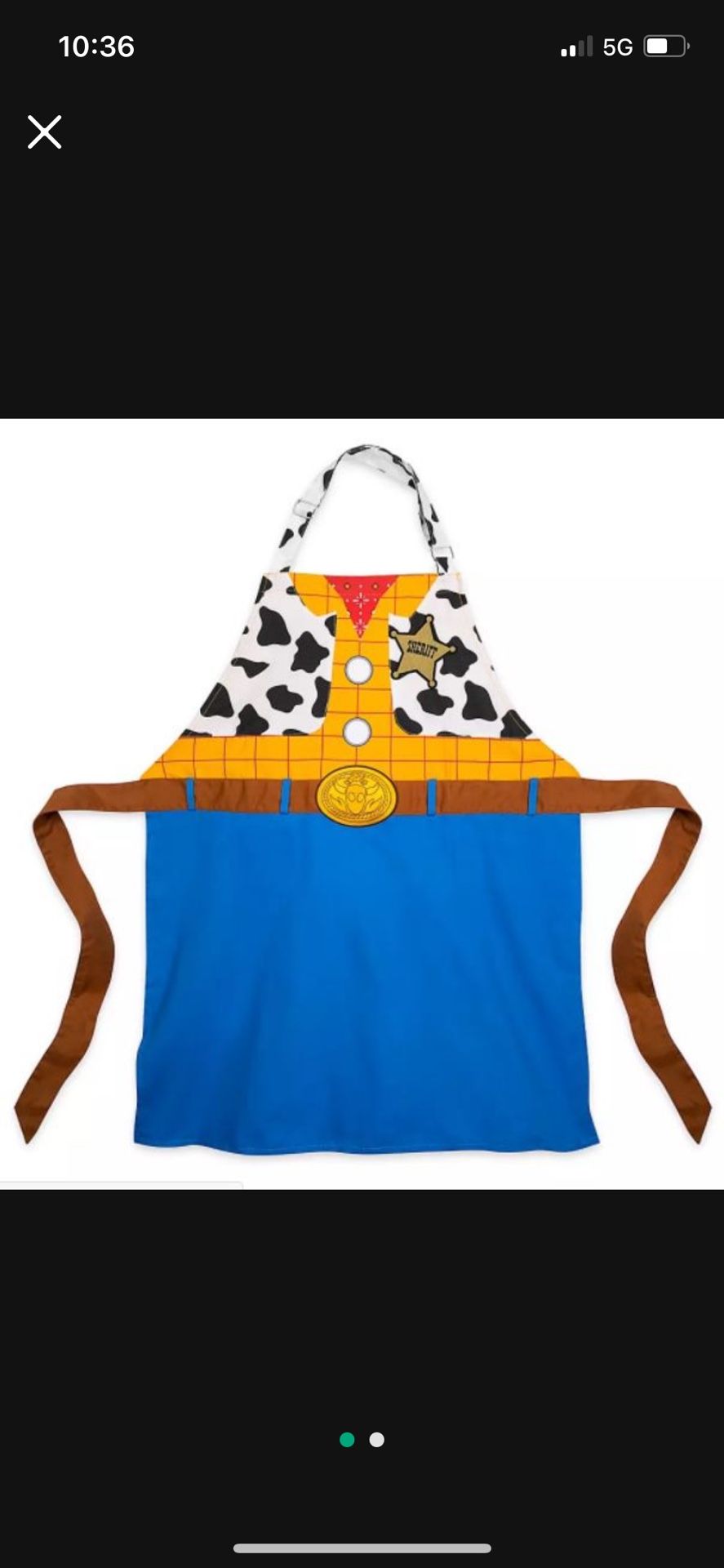 Disney Parks Woody Toy Story Adult Kitchen Costume Apron WDW - NEW