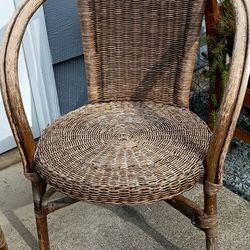 Pair Vintage Wood / Wicker chairs