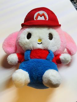 Mario My Melody Plushie 8” Pink With Red Hat
