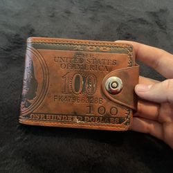 100 Dollar Bill Leather Wallet Give Me 10 Bucks