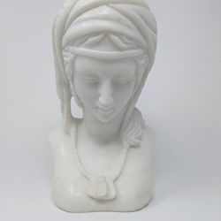 Antique Italian "Bedouin Princess" Marble Bust: Orientalist Period