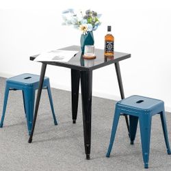 BLUE METAL STOOLS  18" SET OF 2 OR 4 PCS 💥2 X 25.00 SET OF 2 STOOLS💥👍BRAND NEW 💥 