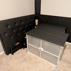 Full size black platform bed with drawers OBO