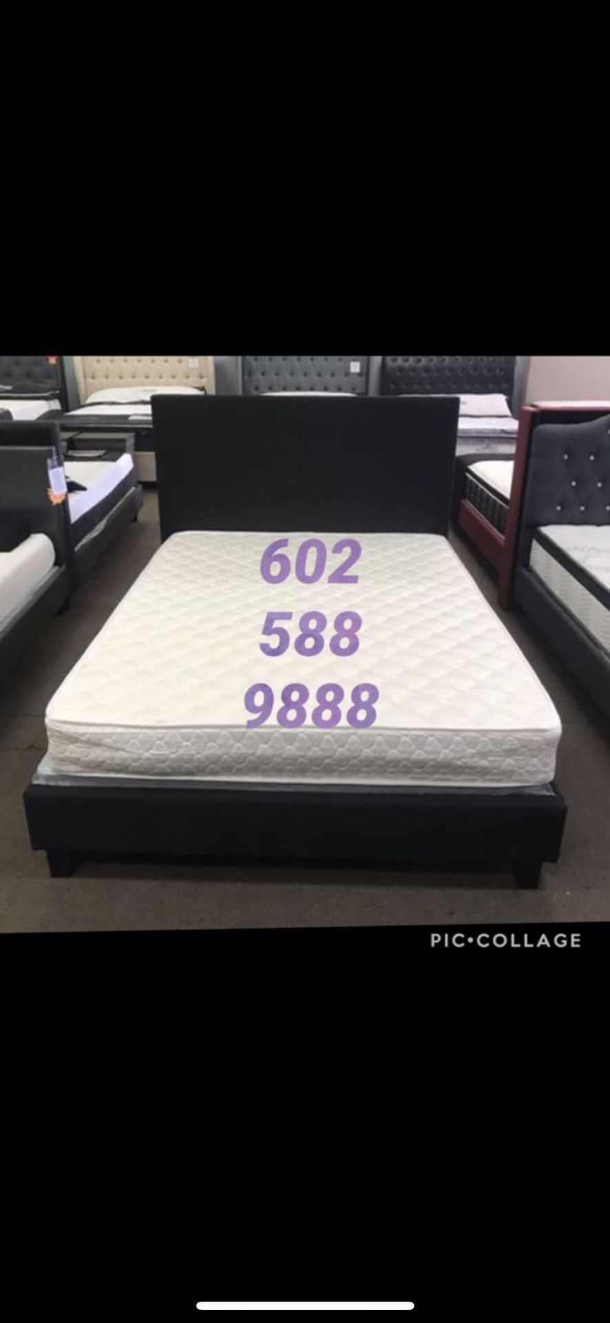 Queen bed frame with mattress