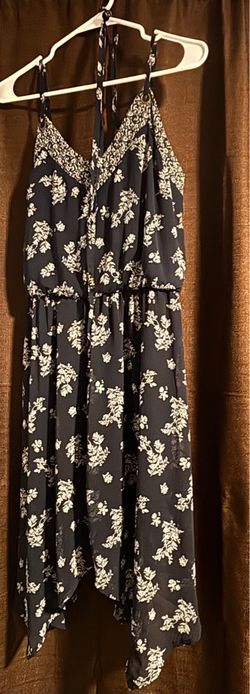 Navy Floral Spaghetti Strap Dress
