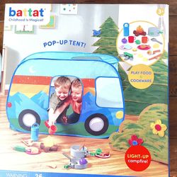 Happy Camper Pop-Up Fabric Tent with 20+ Camping Accessories,   Brand new