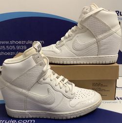Size 9W|Reconditioned Nike Dunk Sky High Wedge Croc Snakeskin Triple White Women’s Size 9