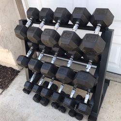 Dumbbell Weights With Dumbbell Rack. 