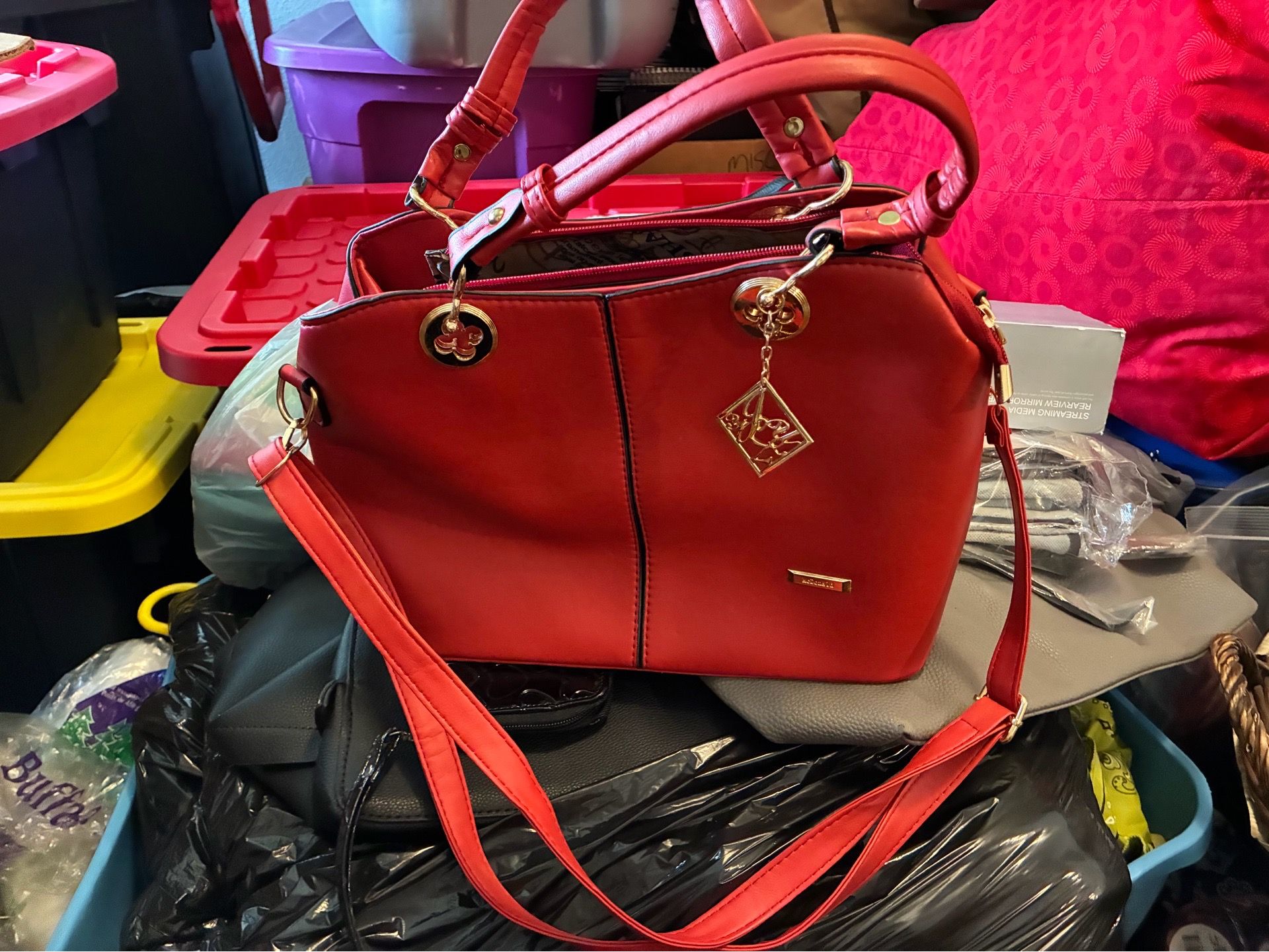 Red hand bag purse new