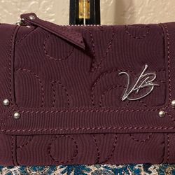 Vera Bradley Flap All In One Wallet Wine Purple Paisley Quilted
