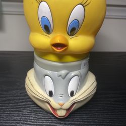 LOONEY TUNES Vintage Tweety Bird & Bugs Bunny 1992 Mugs Cups Bundle (2)