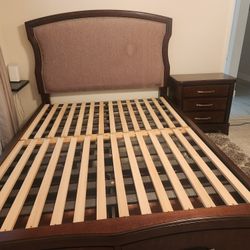 Queen Storage Bed Frame with Upholstered Headboard