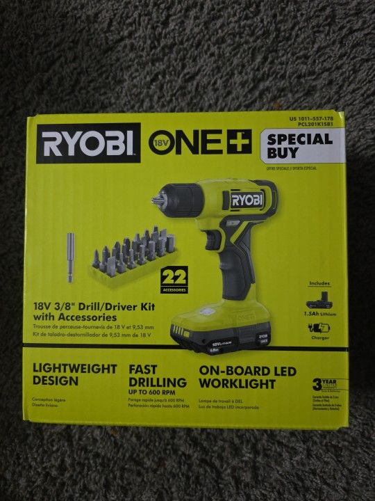 ONE+ 18V Cordless 3/8 in. Drill/Driver Kit with 1.5 Ah Battery and Charger