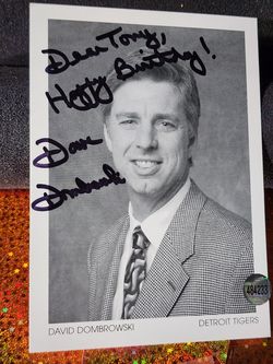 DAVID DOMBROWSKI autographed 4x5 DETROIT TIGERS President GM CEO signed inscribed w/coa