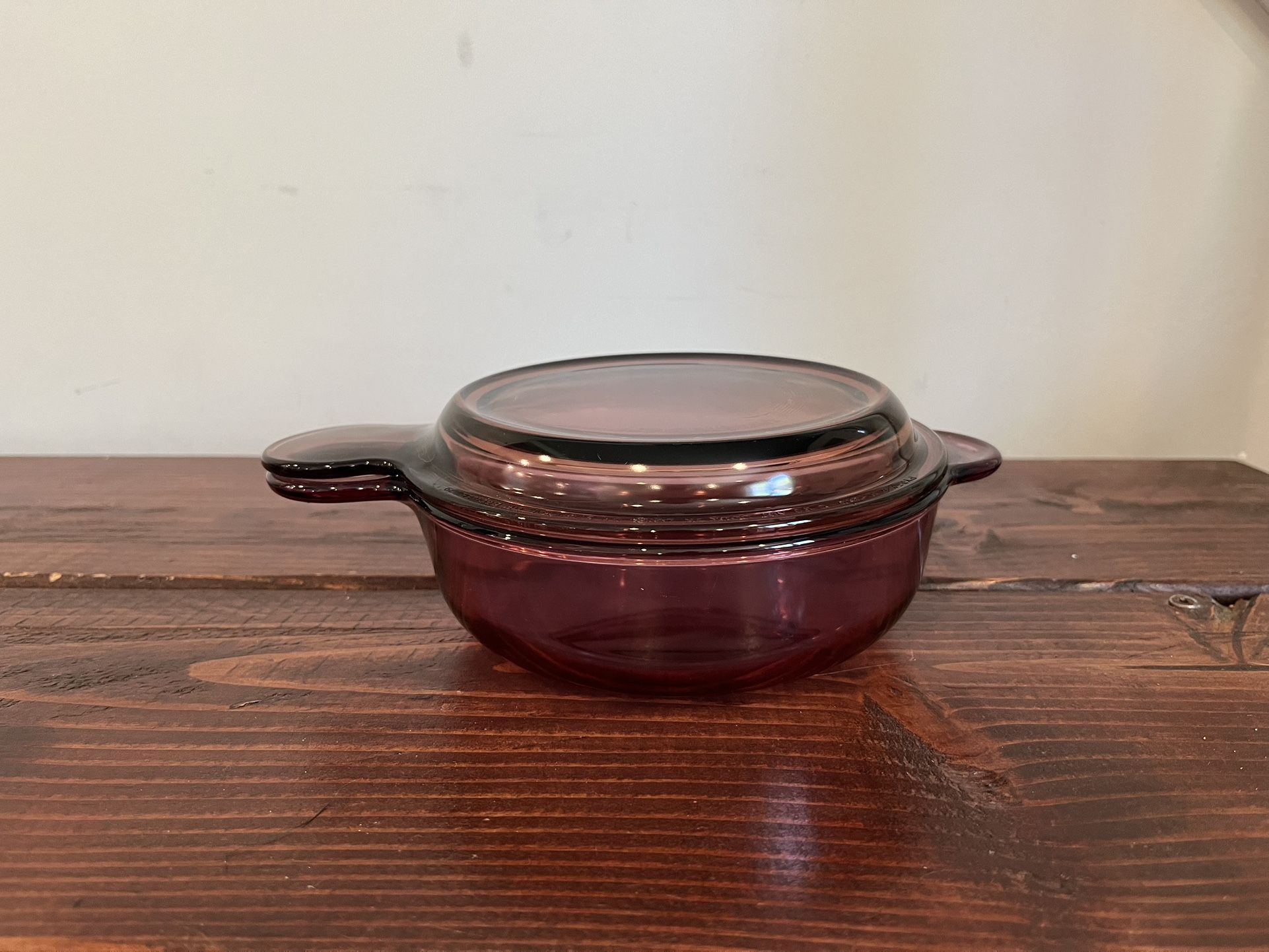 Vision Corning Ware Casserole Glass Dish Mini Cranberry V-240-B Lid P-240-C