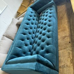Houston Teal Velvet Modern Sofa