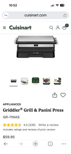 Griddler grill and panini press