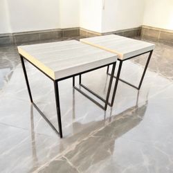 $30 for (2) Modern Style End Tables w/Metal Frame - 24Wx 24H x 24D