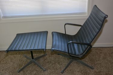 Herman Miller Eames Leather Aluminum Group Lounge Chair & Ottoman