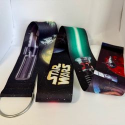 Official Star Wars Lightsaber Lanyard — Licensed Lucasfilm Fabric Badge/Key Holder, D-Ring