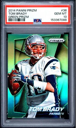2014 PANINI PRIZM #36 TOM BRADY GREEN PRIZM PSA 10