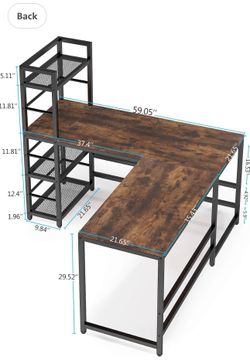 L-Shaped Corner Desk with 4-Tier Storage Shelves – Great Condition