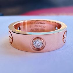 Cartier LOVE RING 3 DIAMONDS classic model 0.22CTW 18k rose gold size 51 full set