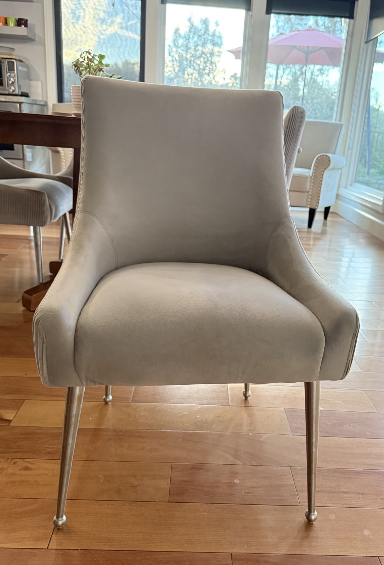 2 x TOV Beatrix Light Grey Velvet Chairs