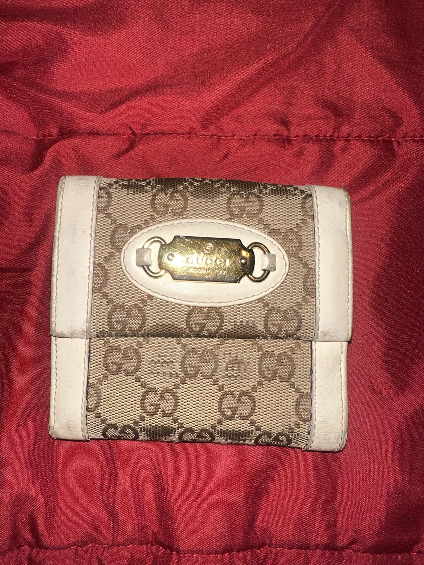 GUCCI GG CANVAS WHITE TRIFOLD WALLET