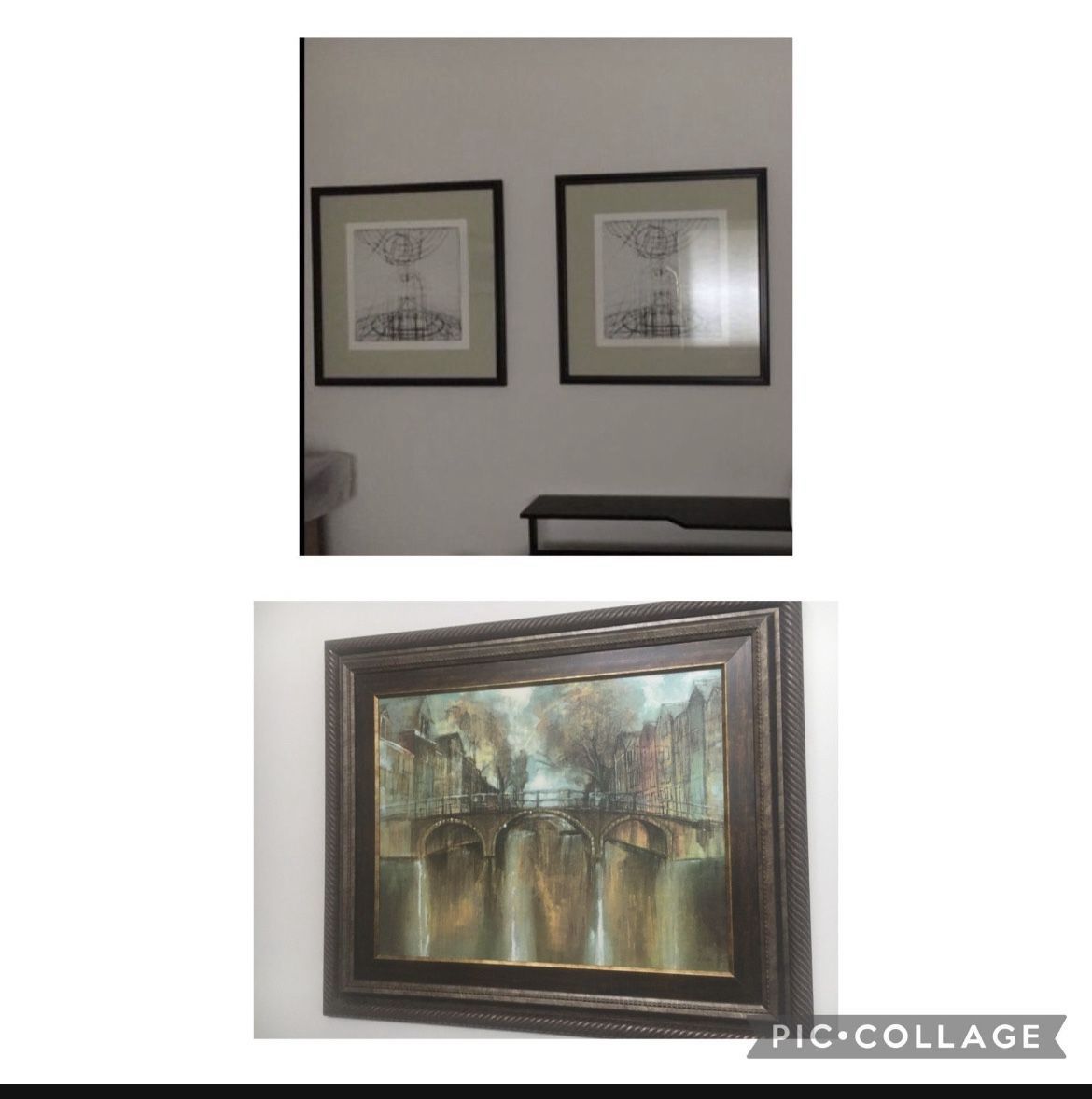 2 pictures - professionally framed & Bridge Painting