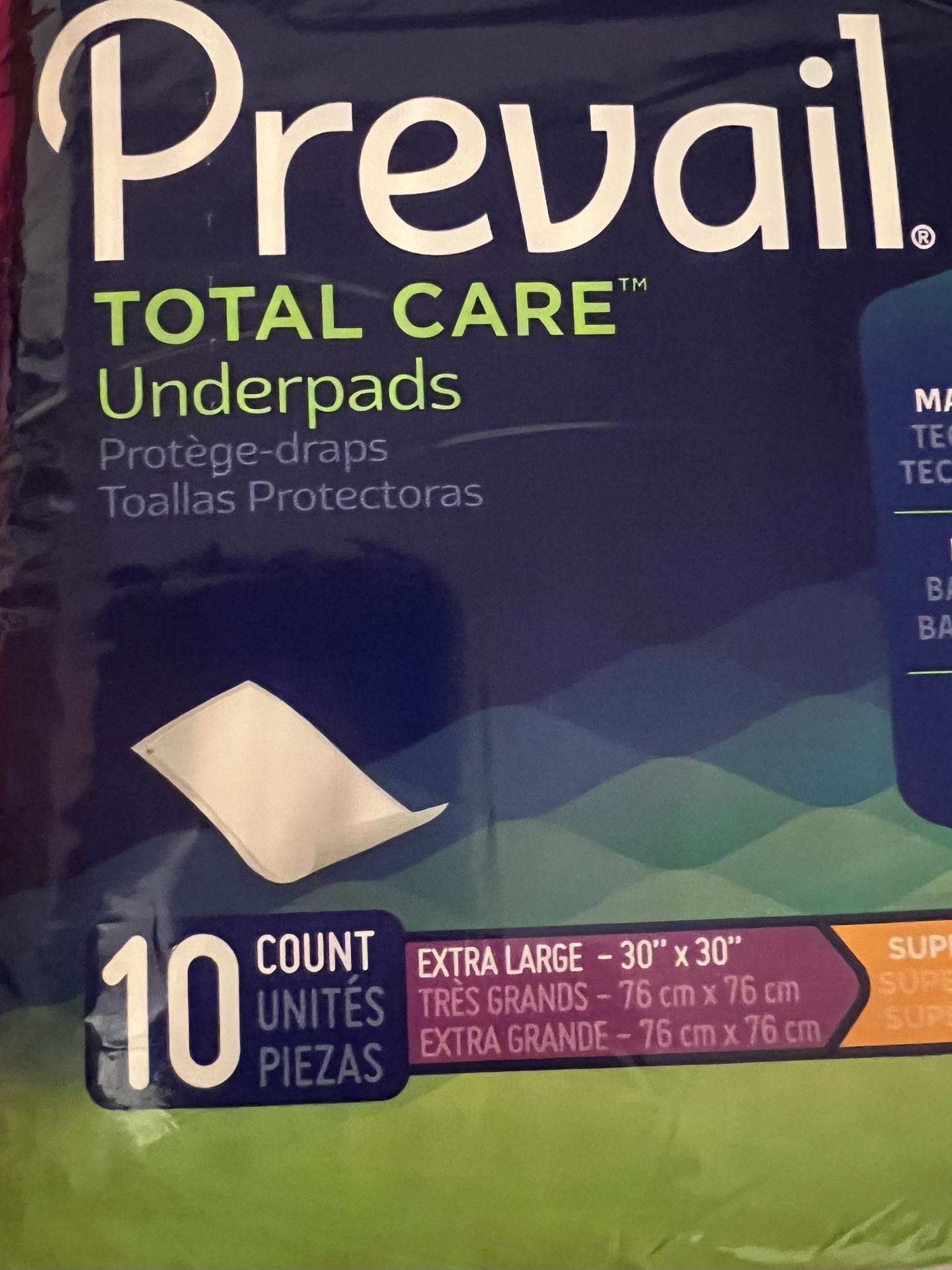 Prevail Total Care Underpads>10 Count