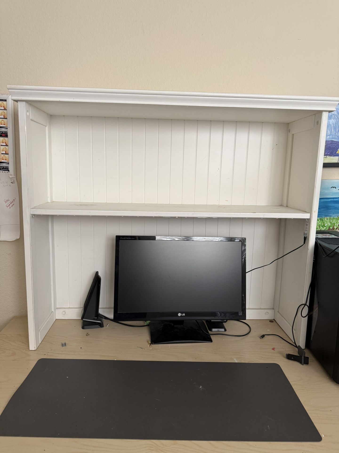 FREE White Desk Hutch - Compute And Monitor Not Included 