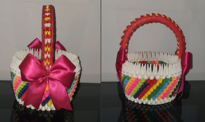 Canasta Decorativa de Origami 3D Hecha a Mano