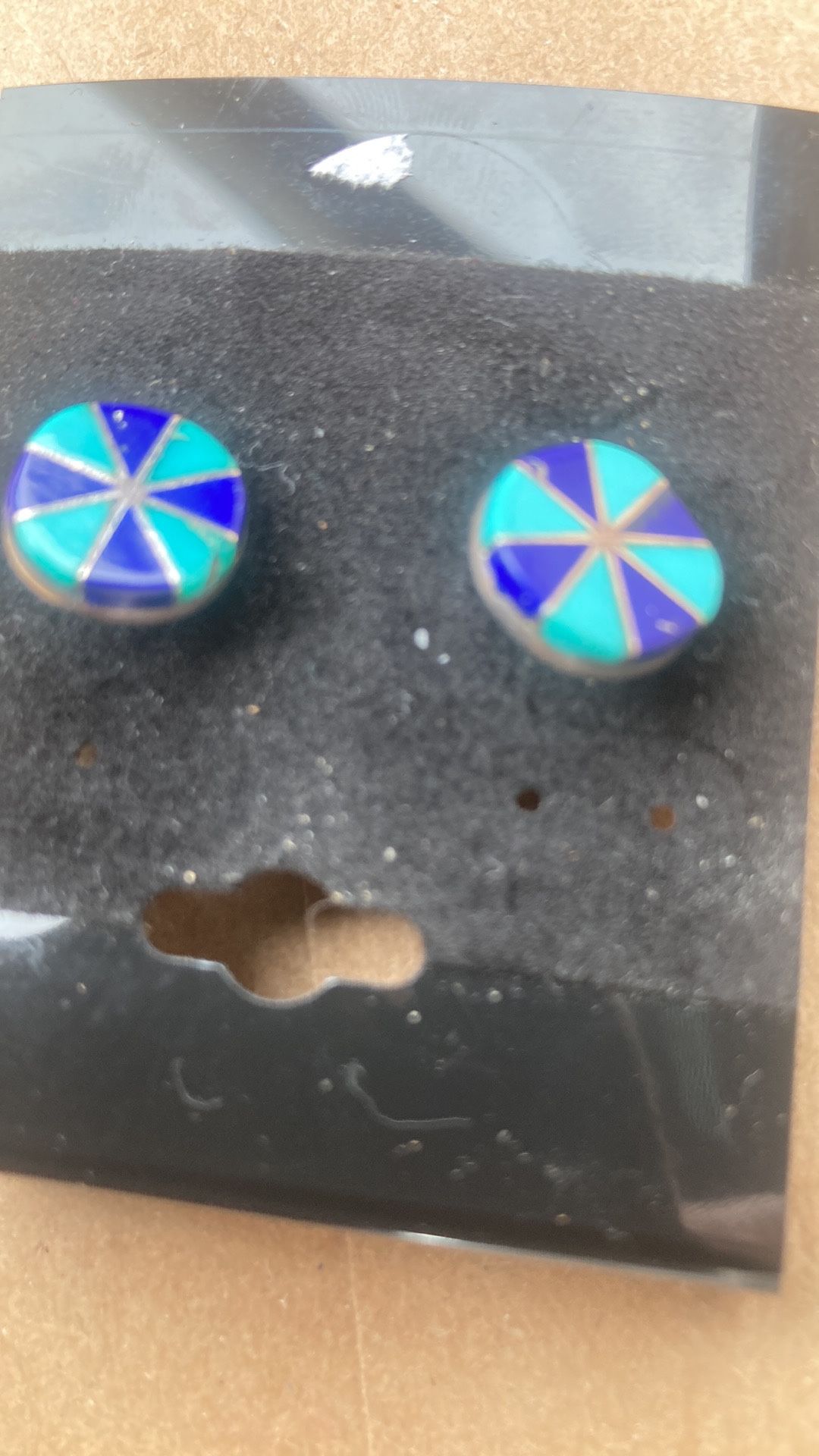 Handmade Native Sterling Posts W/ Stones