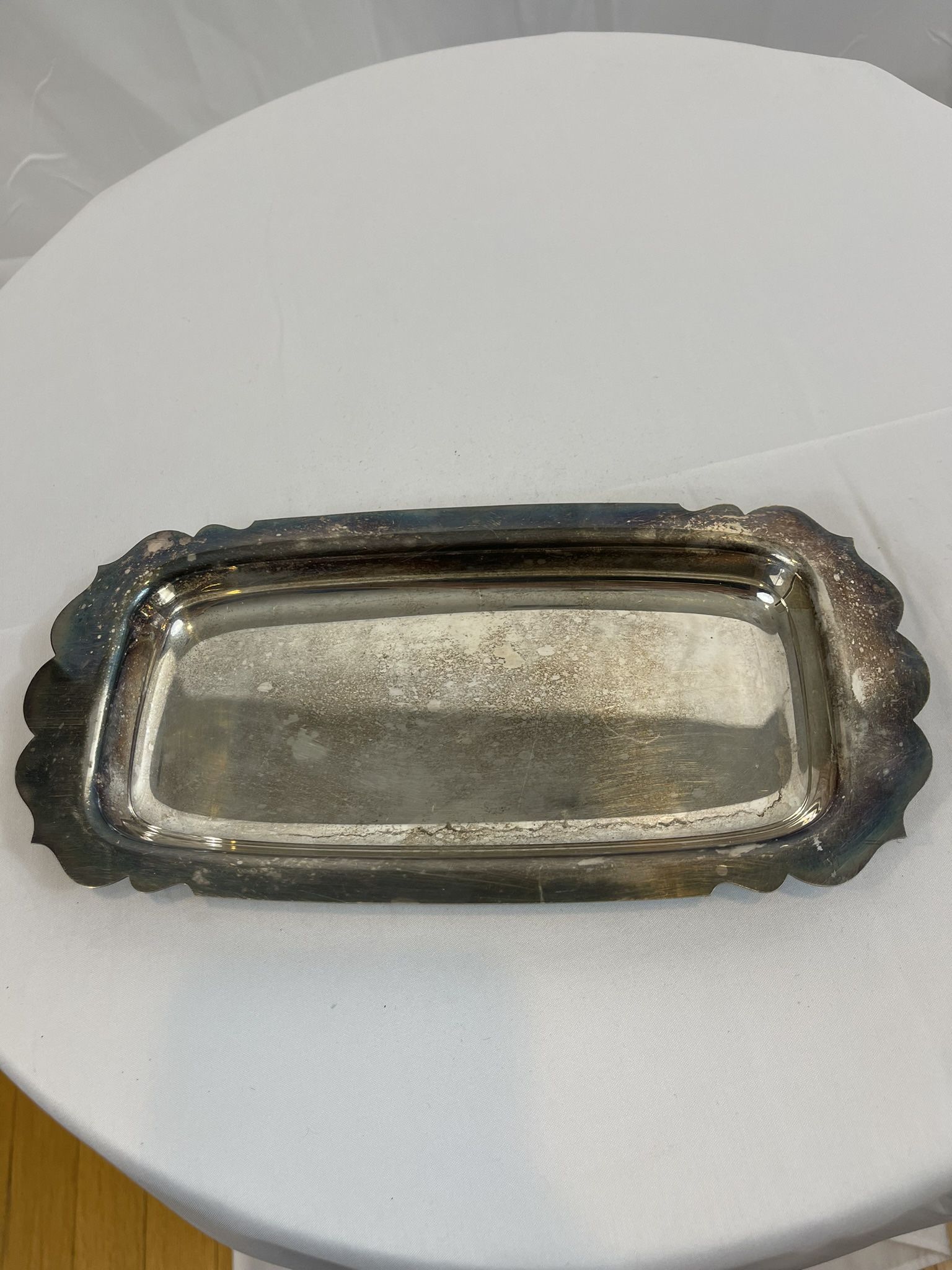 Vintage Metal Platter Tray For Appetizers Entries Fruit Wavy Edges 