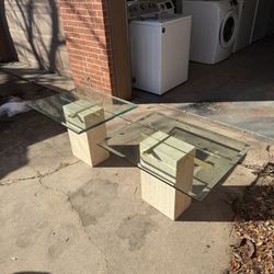 Delivery! Unique Retro Stone & Glass End Tables