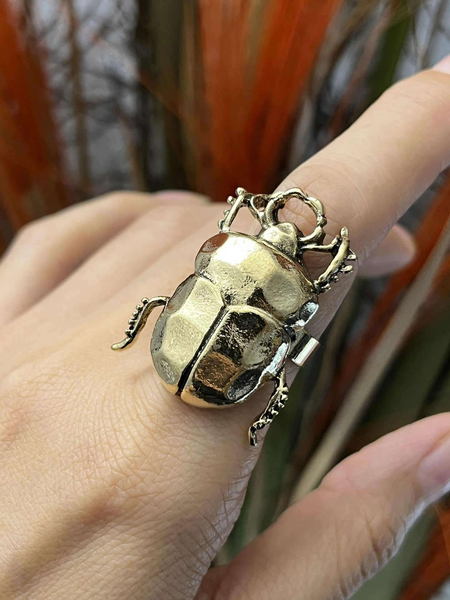 Vintage style Cicada bug ring,Big cicada bronze open ring,Scarab bug Beetle Earrings,Bug dangle earrings,Scarab bug Beetle ring for her DETAILS * M