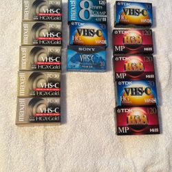 VHS-C And HI-8 Camera Tapes.  Factory Sealed 