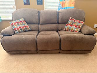 Two Riverbrook Reclining Sofas - Coffee Color