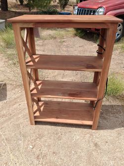 Wooden 4-Shelf Bookcase with X-Side Detail