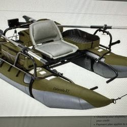Inflatable Pontoon Boat 9' In Length Includes Electric Motor And Transport  Wheel for Sale in Los Angeles, CA - OfferUp
